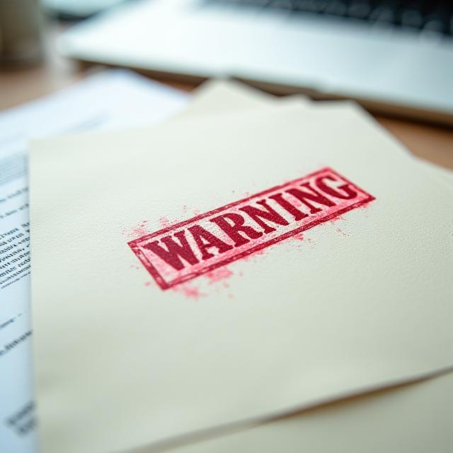 Close up of a generic legal document with a red warning stamp